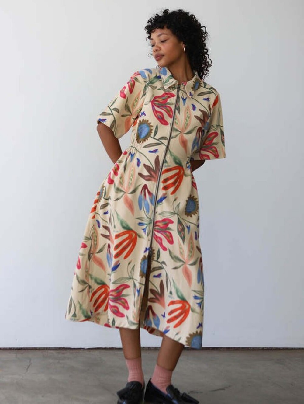 Noble Long Utility Dress in Laura Burke Print size 1X NWT